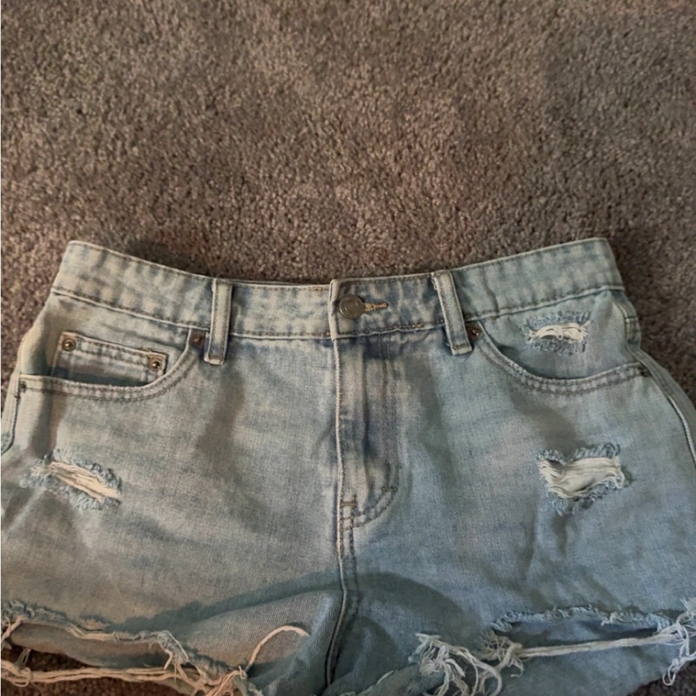 Women’s Light Blue Distressed Denim Jean Shorts